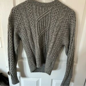 Gray Cable Knit Open and Tie Back Sweater